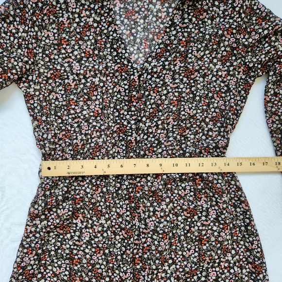 Duster Top Dark Floral Midi Sheer Cottagecore Bohemian Hippie Feminine Girly S - Picture 15 of 17